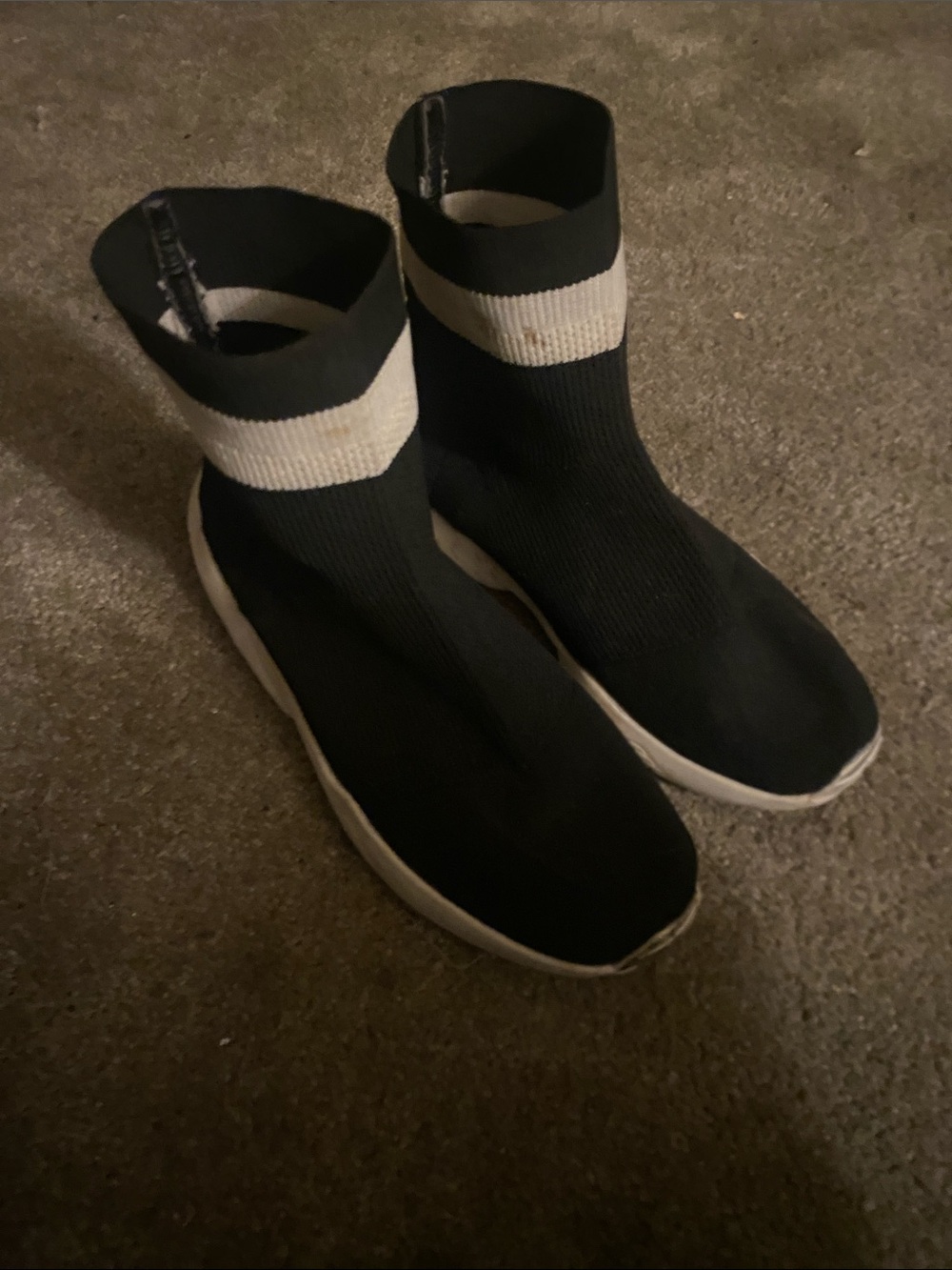 BOOHOO Black Sock Sneaker with White Collar and Sole
